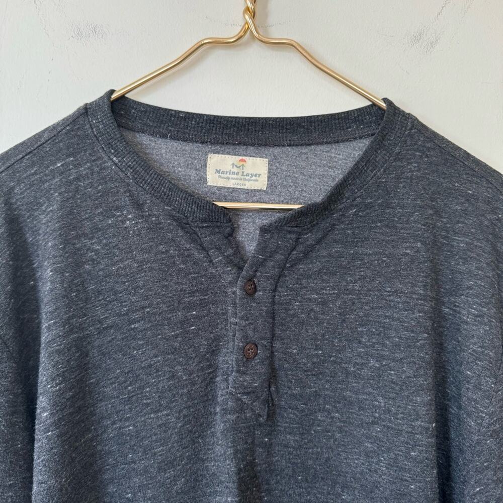 Marine Layer Charcoal Gray Double Layer Henley L - Picture 7 of 9